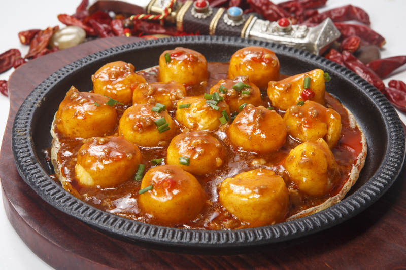 浇汁照烧铁板日本豆腐图片