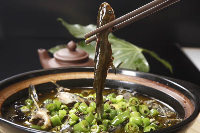 藤椒麻辣砂锅煲嘎鱼图片