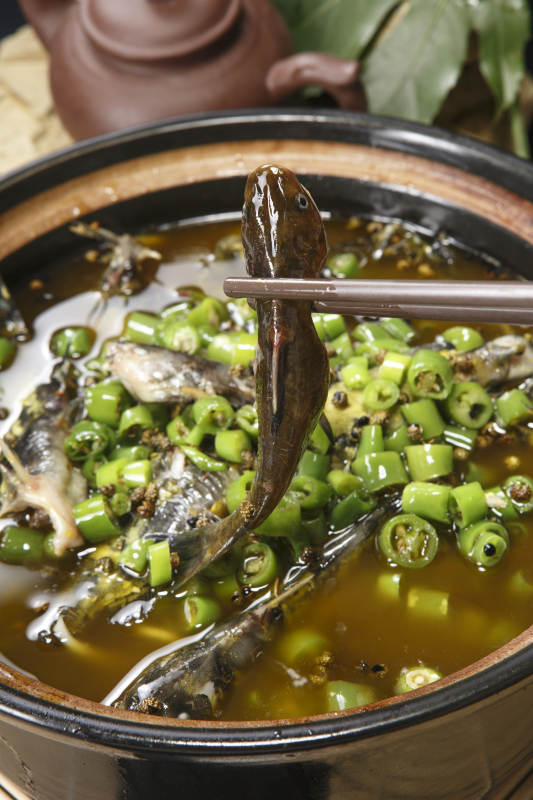 藤椒麻辣砂锅煲嘎鱼图片
