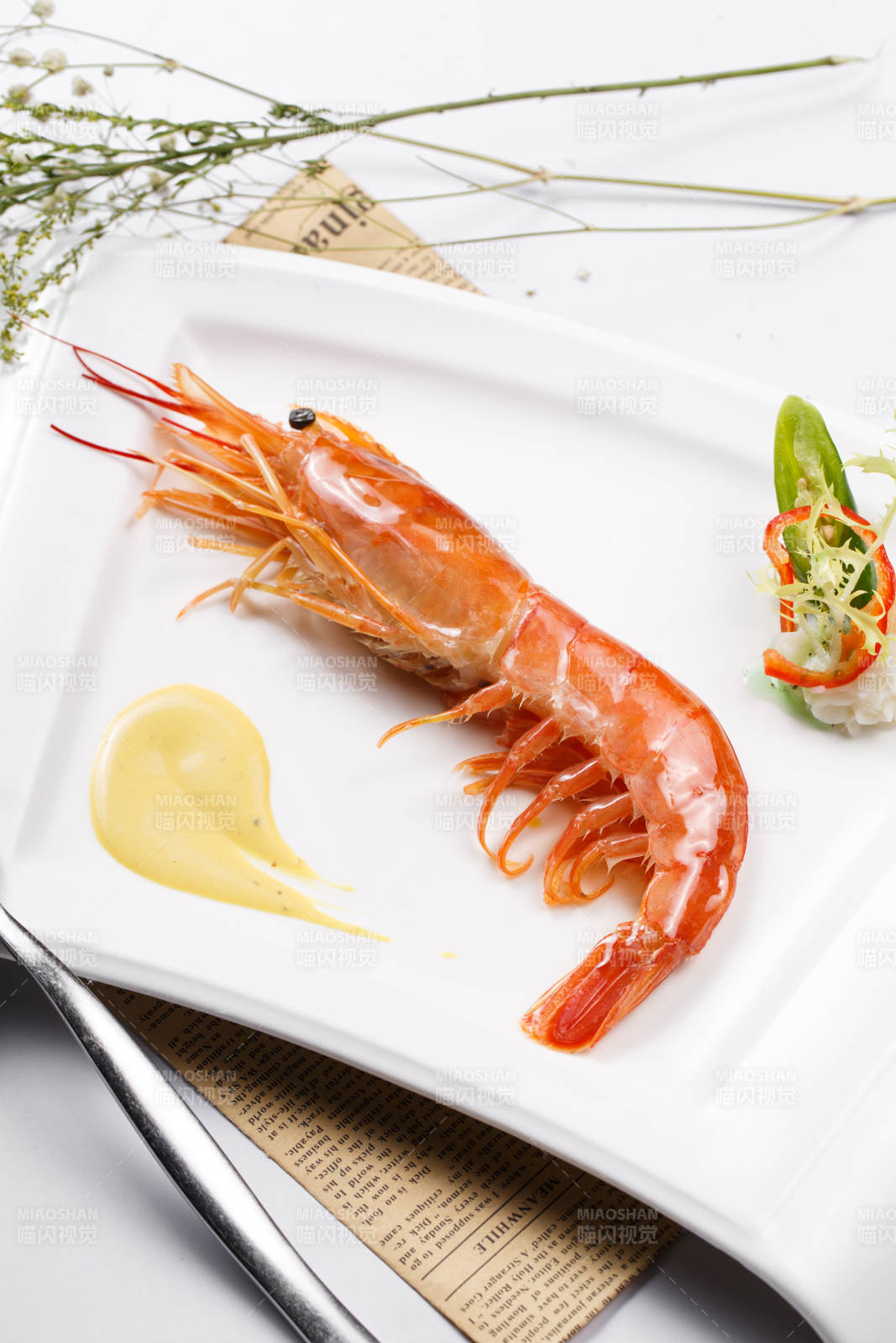 日式铁板阿根廷红虾图片