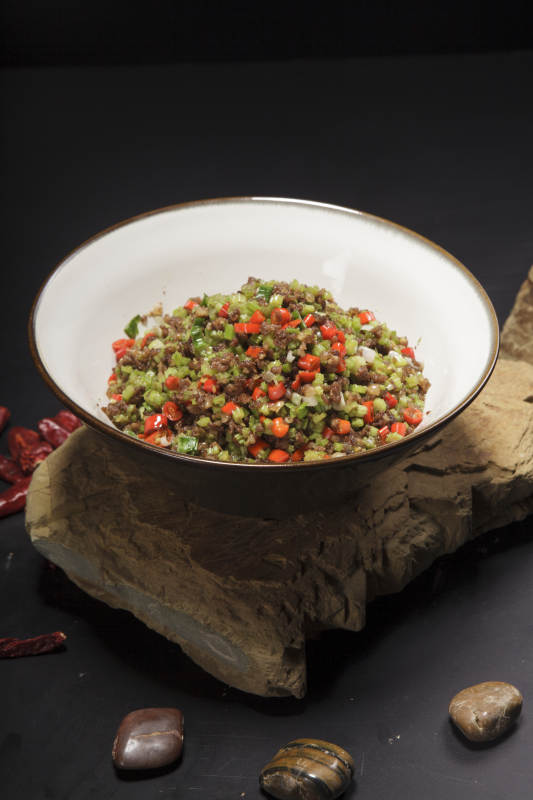 西芹米椒牛肉碎图片