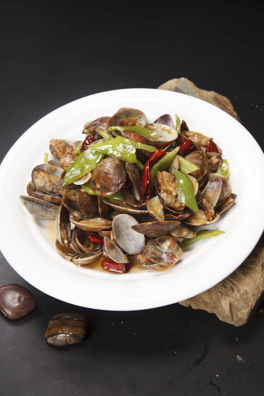 青红辣椒炒花蛤图片