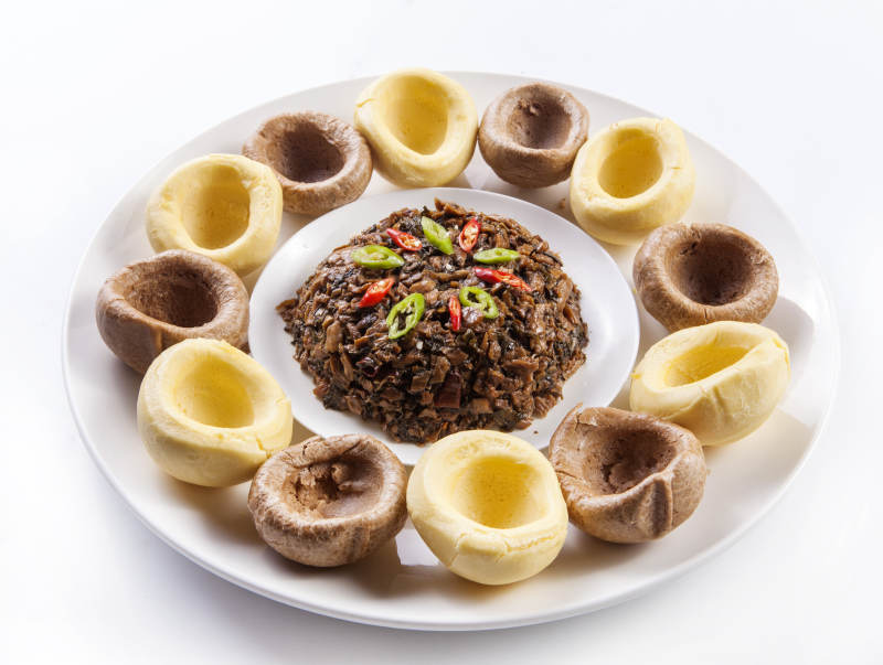 窝头韭菜炒熏肉粒图片