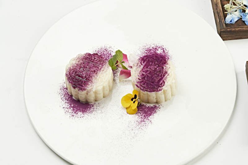 香芋撒粉山药泥月饼图片