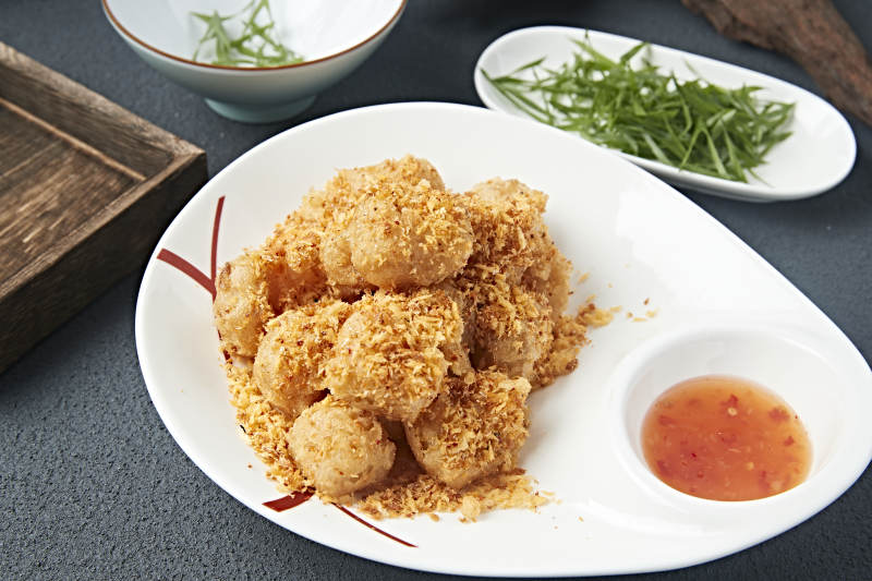 避风塘面包糠炸鲜墨鱼丸图片