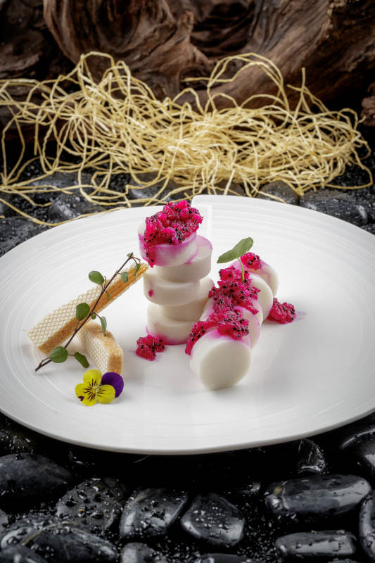 奶香火龙果豆腐图片