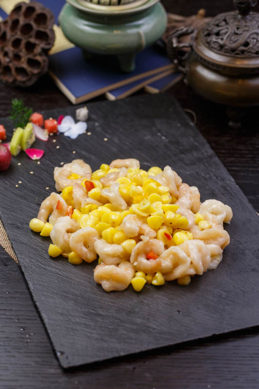 玉米炒虾仁图片