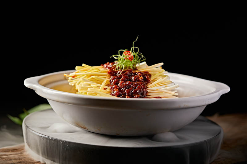 砂锅肉酱焗蒜黄图片