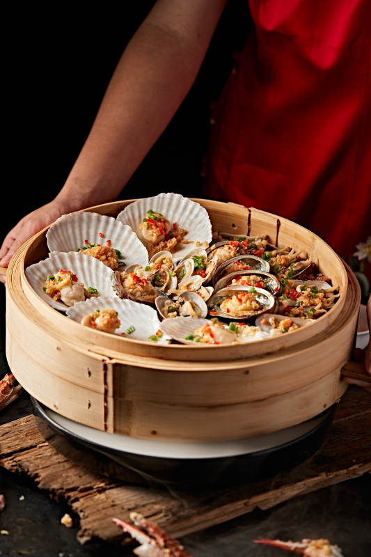 笼屉香蒸蒜蓉香辣海鲜大咖图片