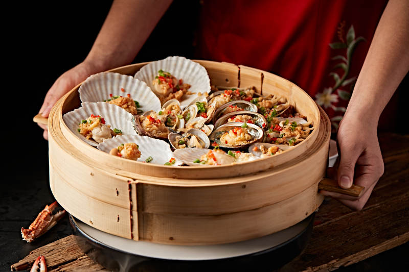 笼屉香蒸蒜蓉香辣海鲜大咖图片