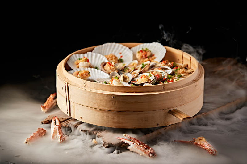 笼屉香蒸蒜蓉香辣海鲜大咖图片