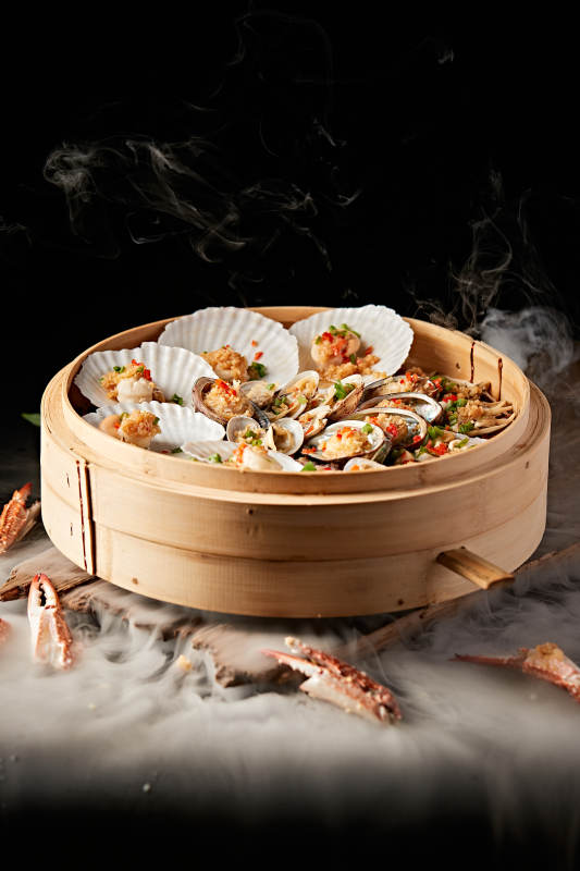 笼屉香蒸蒜蓉香辣海鲜大咖图片