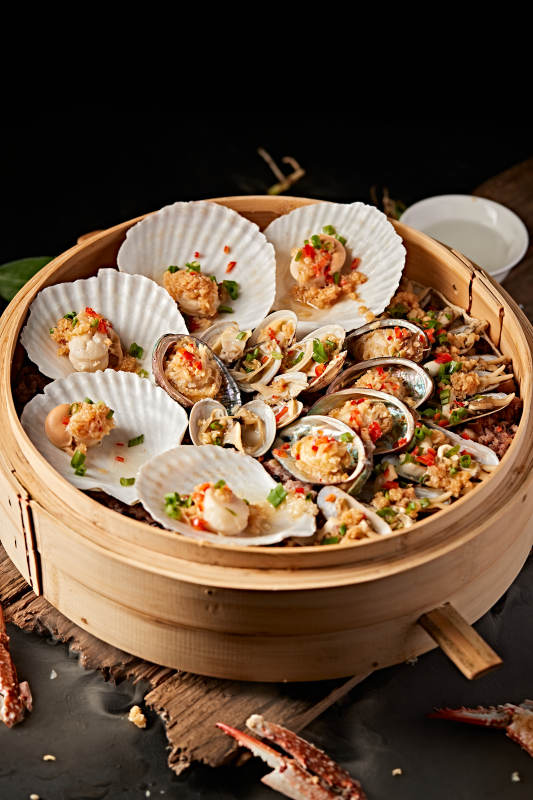 笼屉香蒸蒜蓉香辣海鲜大咖图片