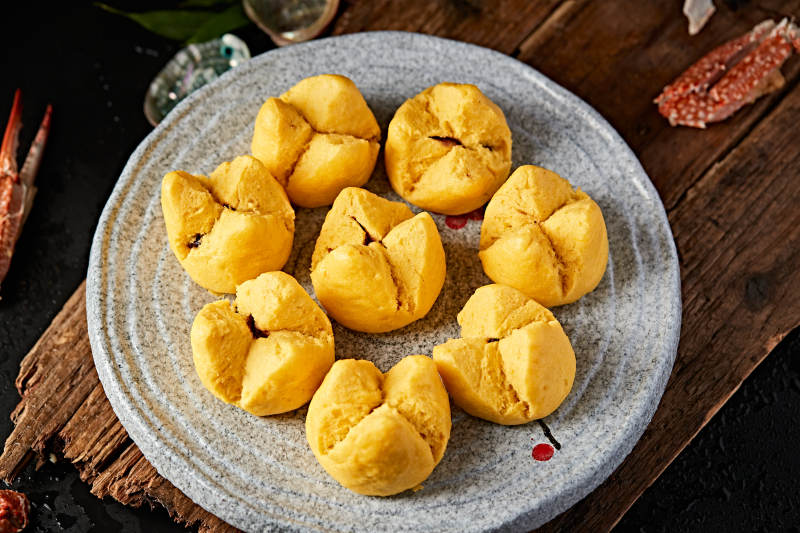 糜子面豆馅开花黄馍馍图片