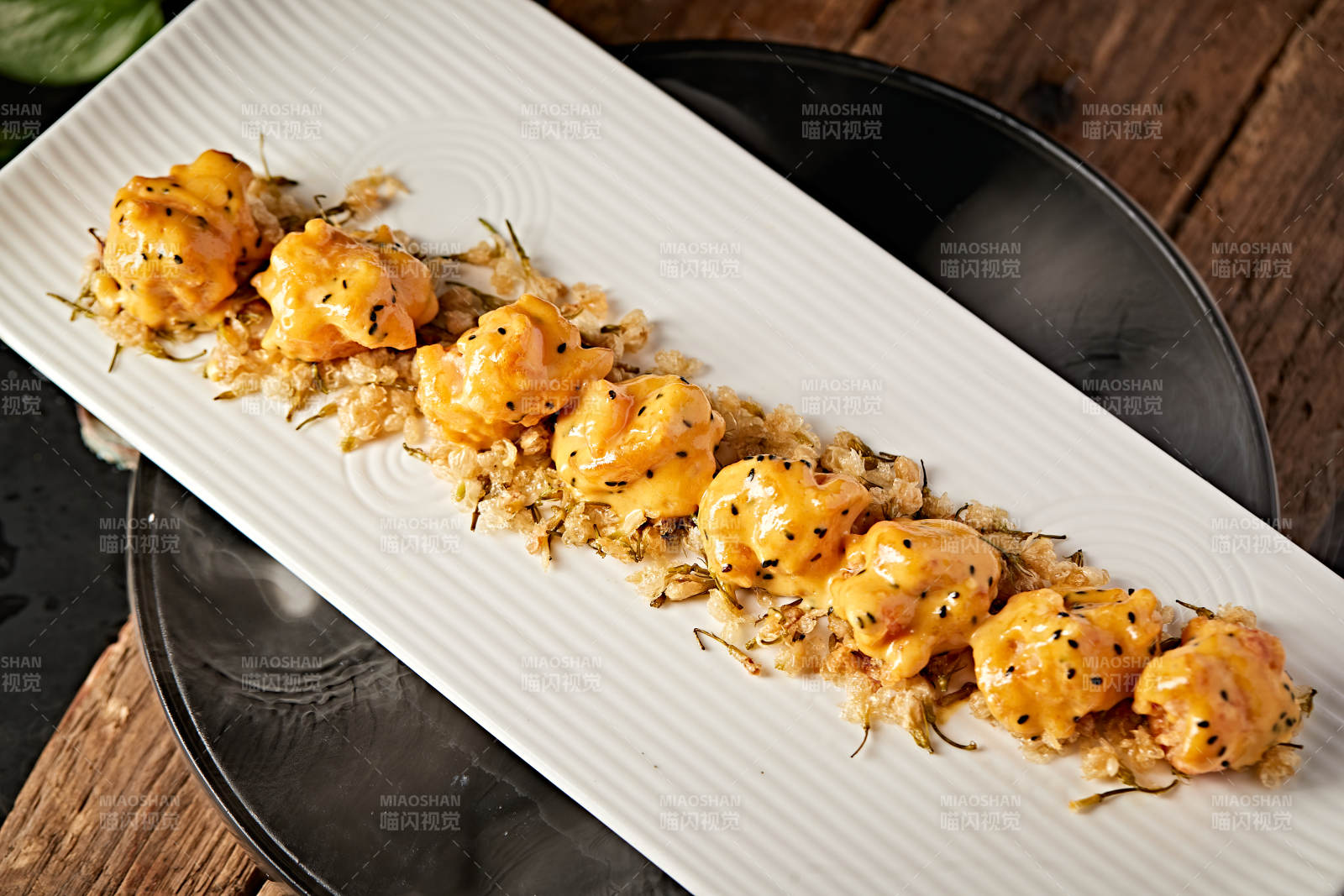 茉莉花香芝士芥末大虾球图片