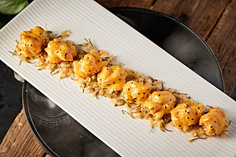 茉莉花香芝士芥末大虾球图片