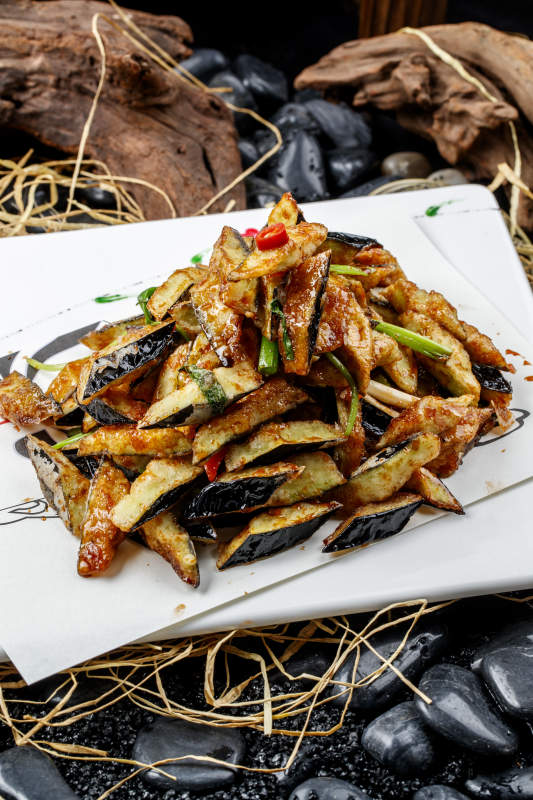 酱香糖醋怪味炸茄子图片