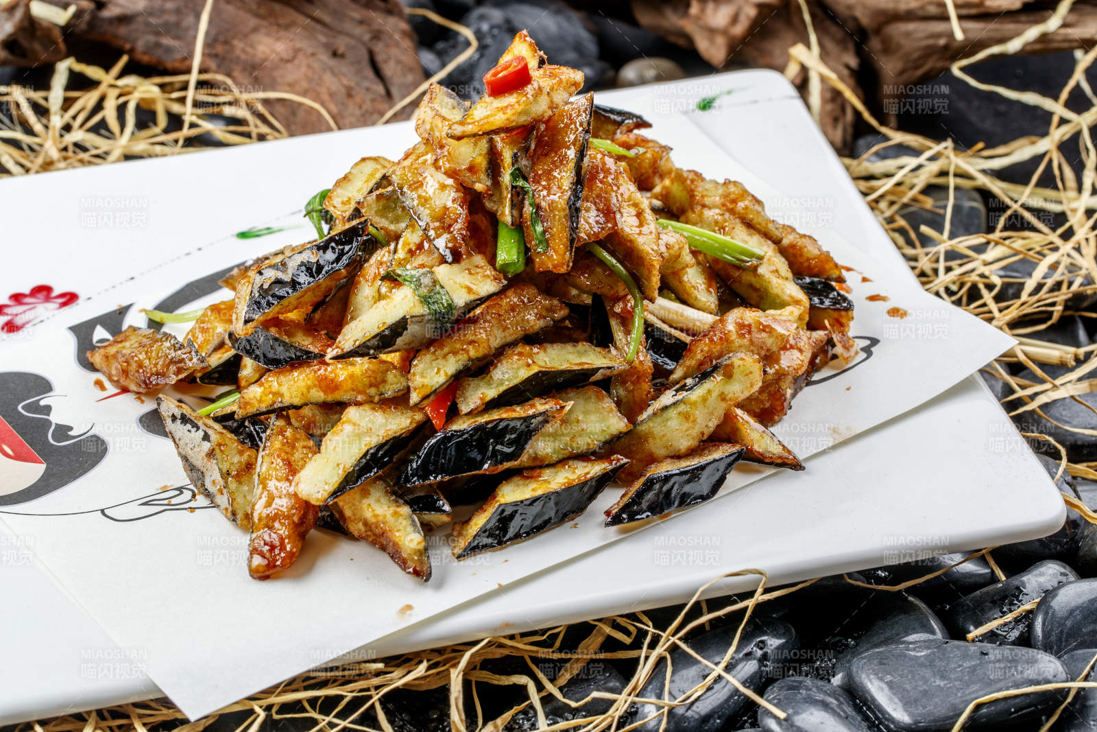 酱香糖醋怪味炸茄子图片