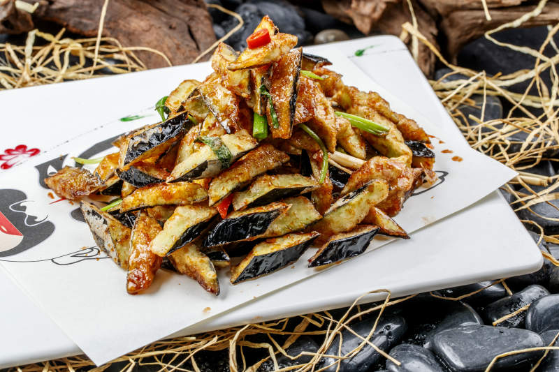 酱香糖醋怪味炸茄子图片