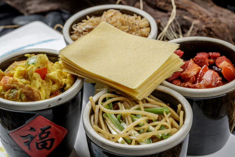 传统晋菜豆面煎饼四大缸图片