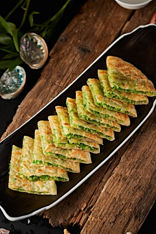 青椒丝豆角丝馅料烙大饼图片