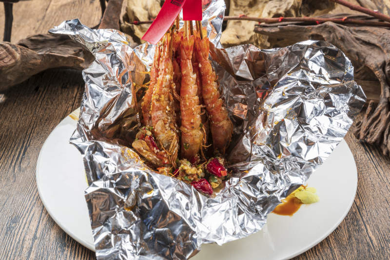 香辣锡纸串串虾图片