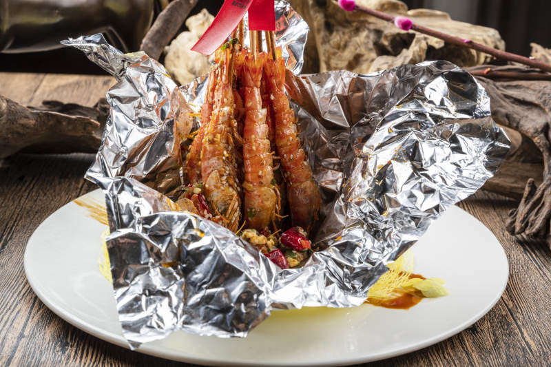 香辣锡纸串串虾图片