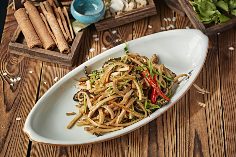 湘味辣椒丝杏鲍菇丝炒毛肚图片