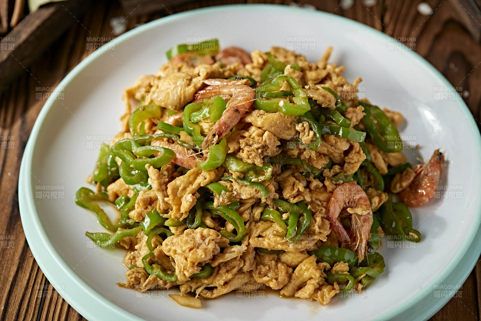 尖椒河虾小炒柴鸡蛋图片