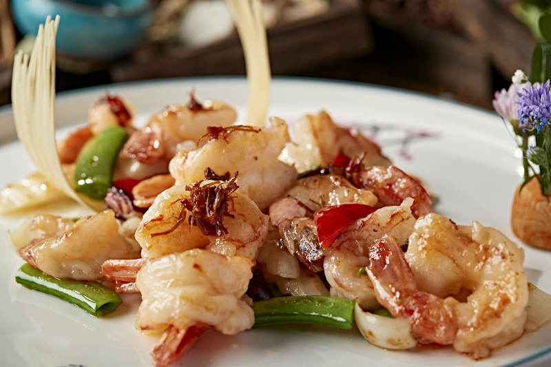 干烧蜜豆百合大虾球图片