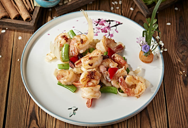 干烧蜜豆百合大虾球图片