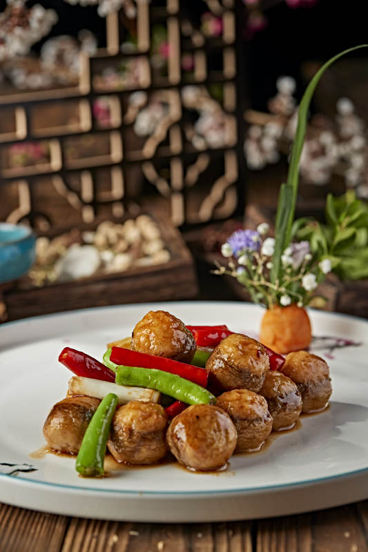 杭椒葱香烧肉馅酿口蘑图片