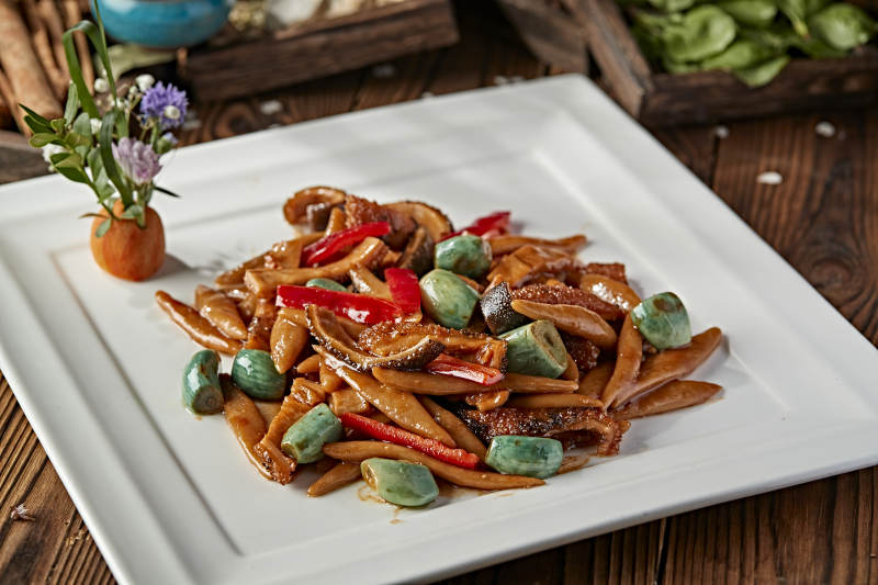 腊八蒜彩椒炒毛肚图片