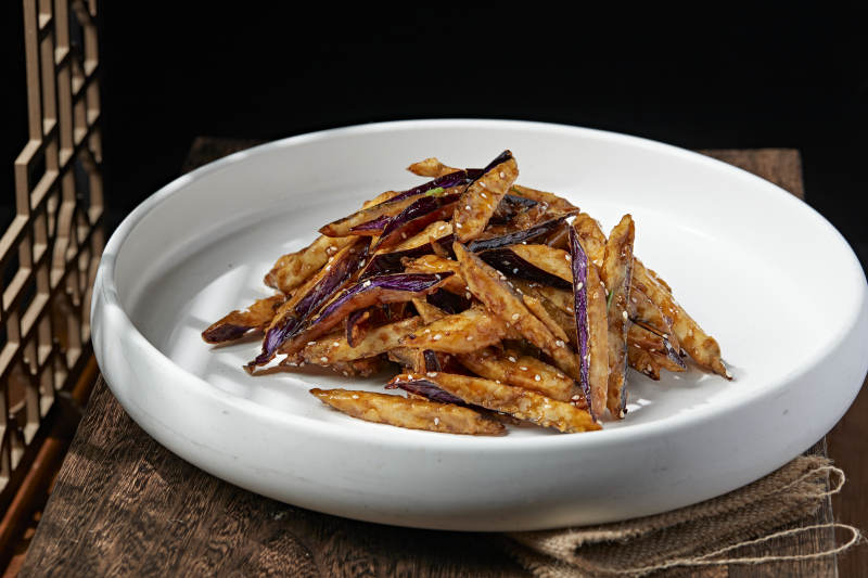 酱香糖醋风味炸茄子图片