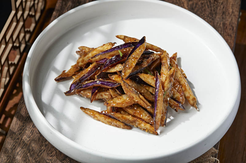 酱香糖醋风味炸茄子图片