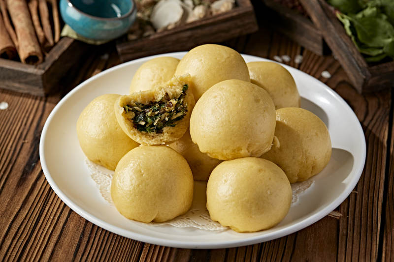香蒸黄面菜团子图片