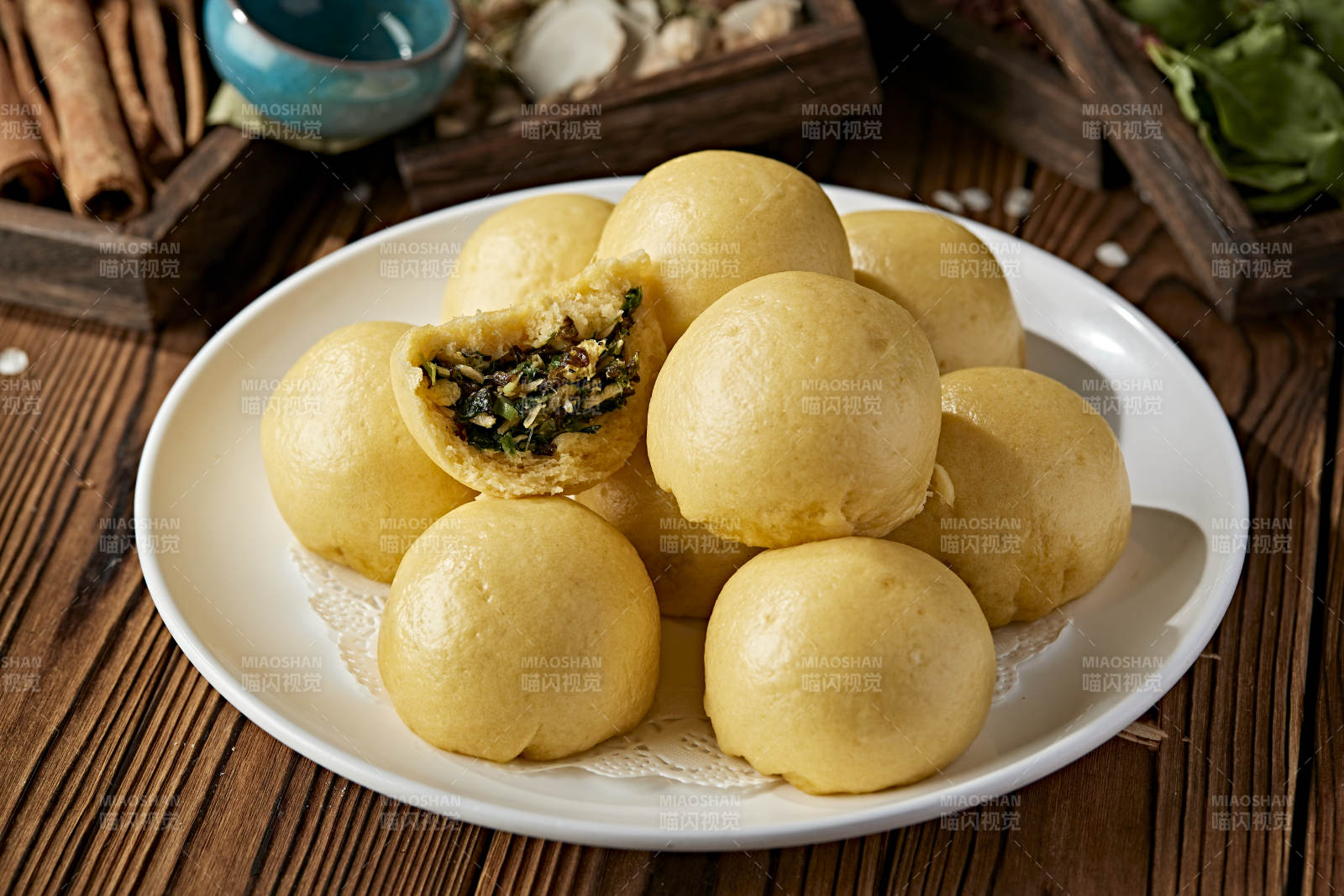 香蒸黄面菜团子图片