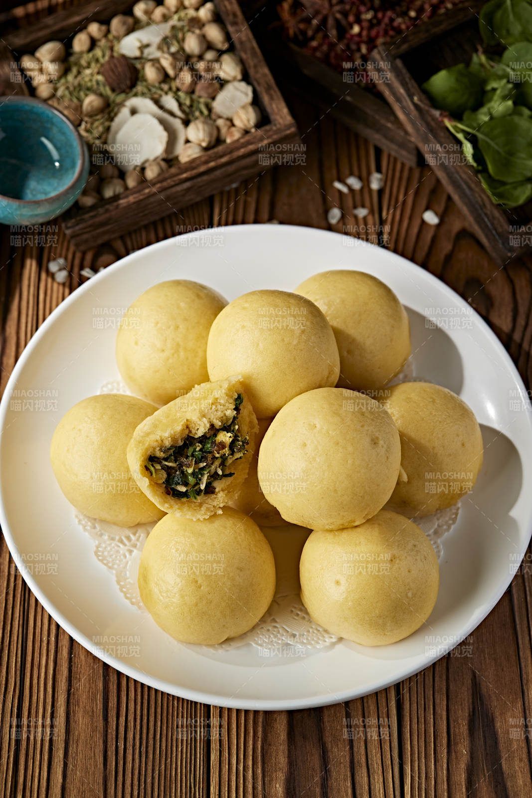 香蒸黄面菜团子图片