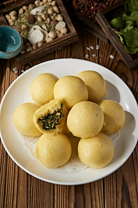 香蒸黄面菜团子图片