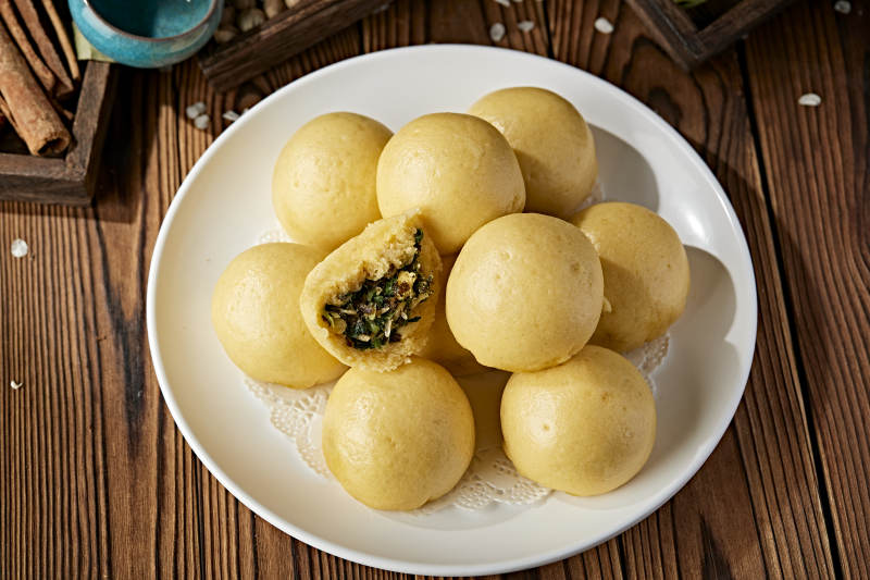 香蒸黄面菜团子图片