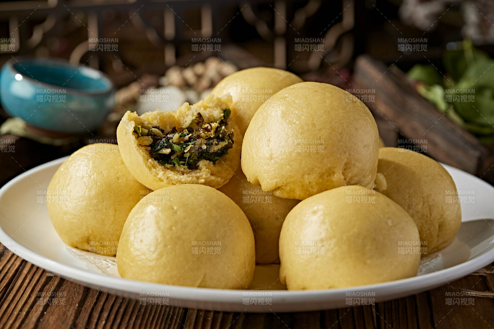 香蒸黄面菜团子图片