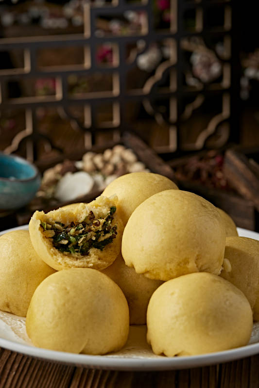 香蒸黄面菜团子图片