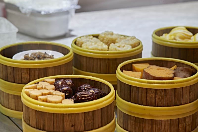 高档星级酒店自助餐的小笼蒸糕点图片