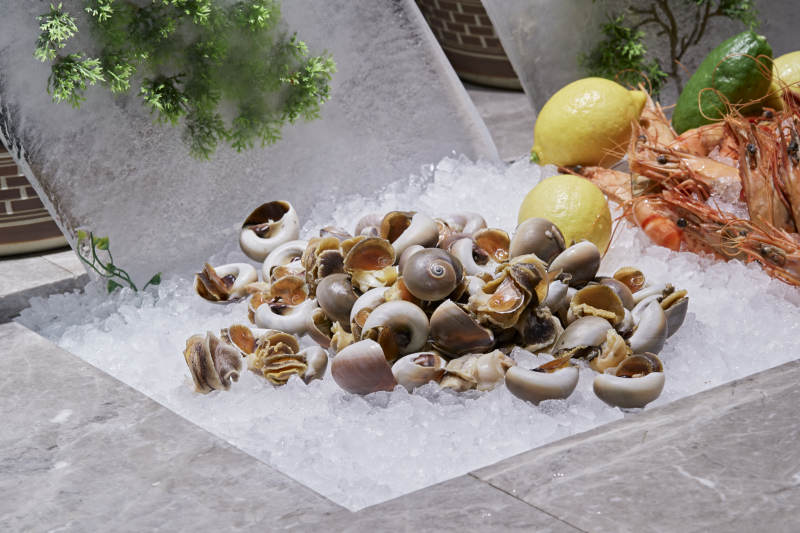 高档星级酒店自助餐的海鲜餐台图片