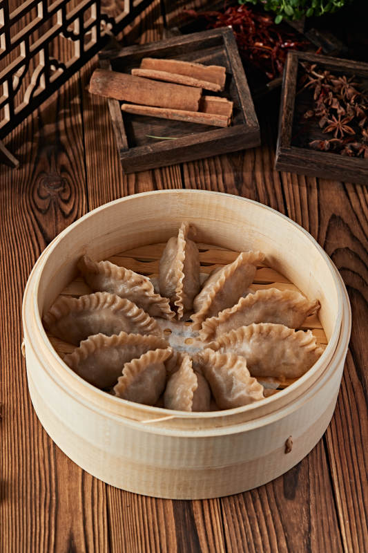 笼屉蒸的张垣莜面蒸饺图片