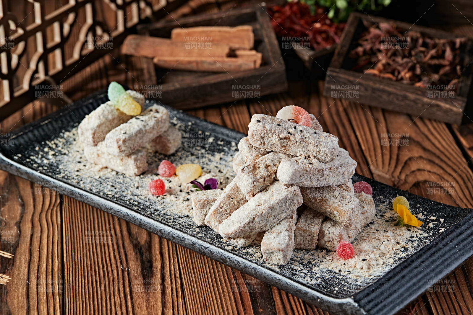 散粉甜麦片油炸芋头图片