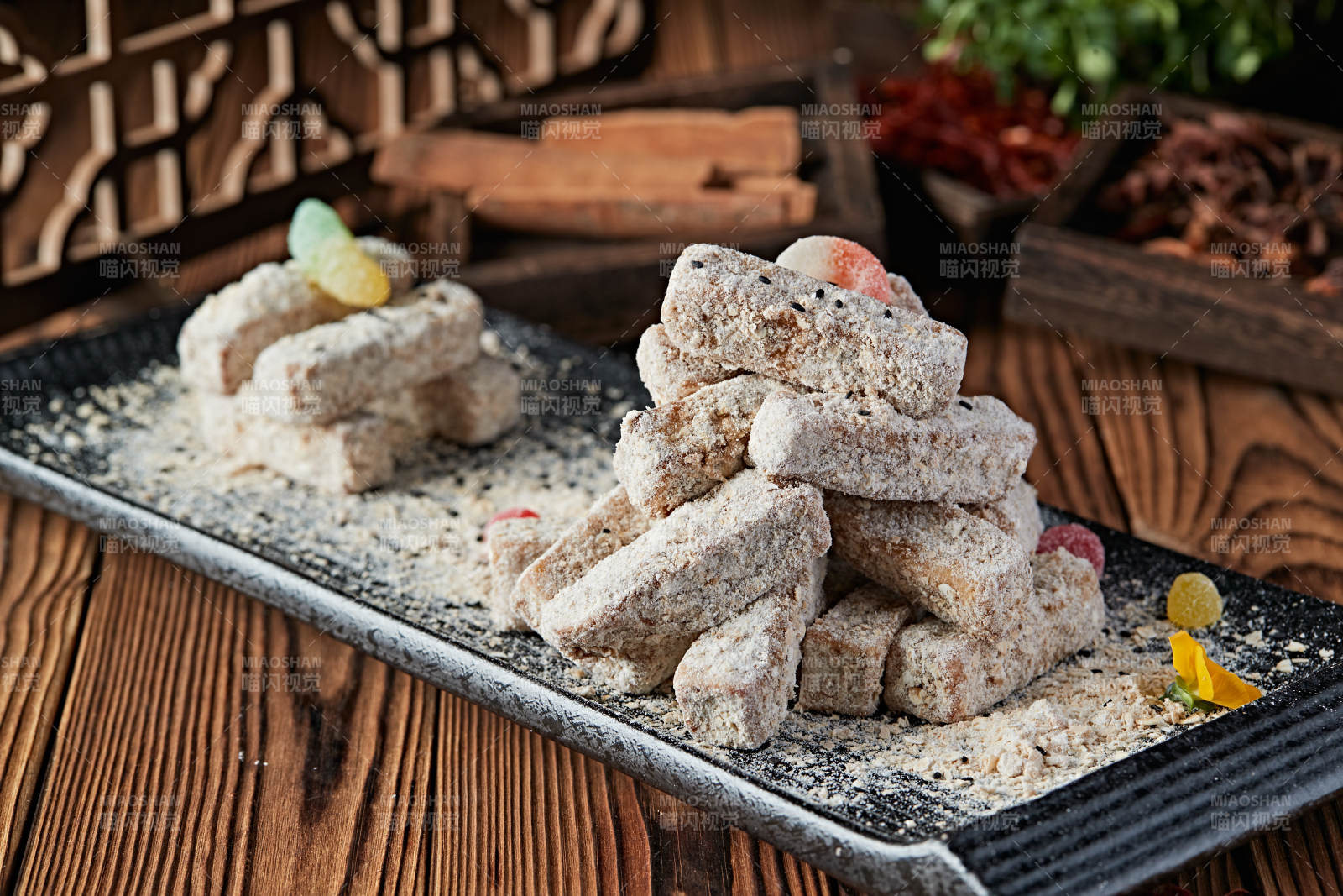 散粉甜麦片油炸芋头图片