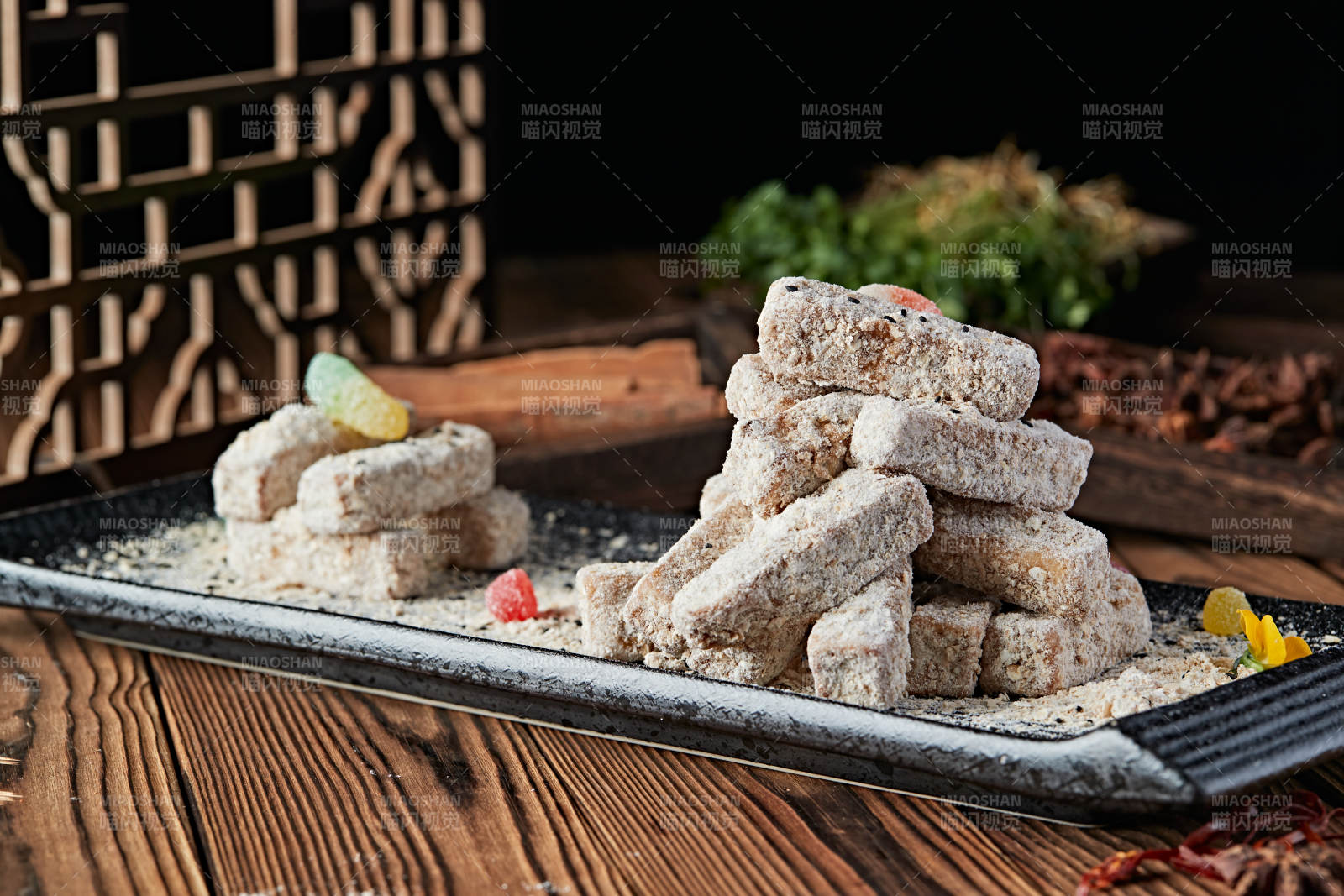 散粉甜麦片油炸芋头图片