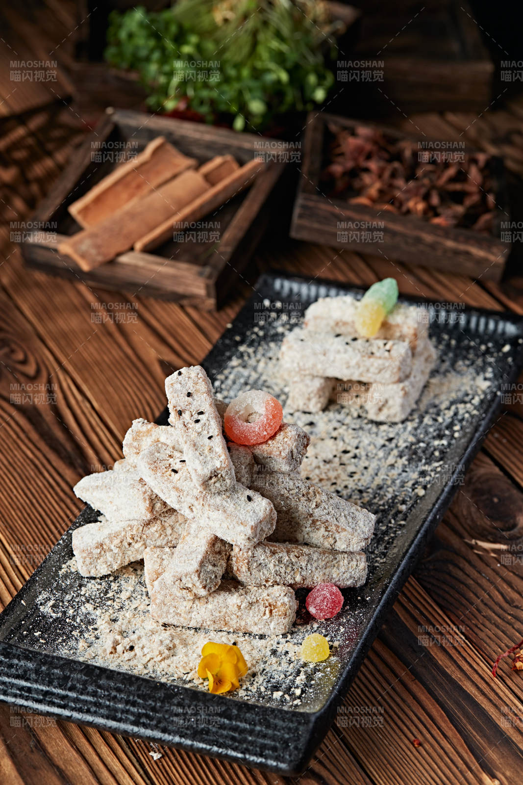 散粉甜麦片油炸芋头图片