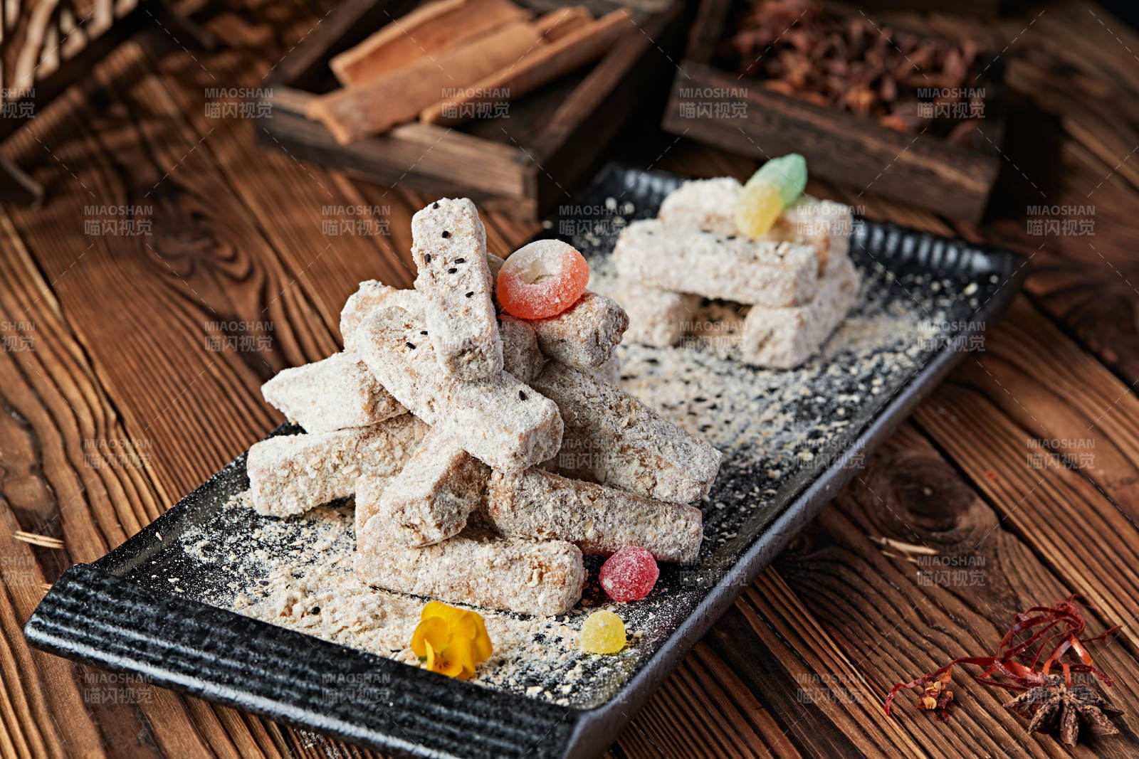 散粉甜麦片油炸芋头图片